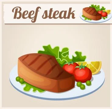 Beef steak. Detailed Vector Icon Stock Illustration