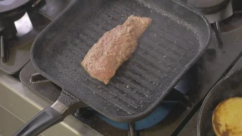 Beef steak on grill close up Stock Footage 115069204