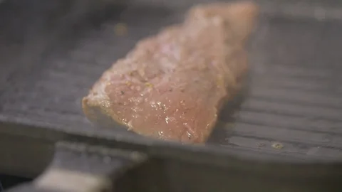 Beef steak on grill close up Stock Footage 115070220