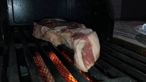 Beef Steak On Hot Grill With Fire IMG 0661 스톡 동영상 116691379