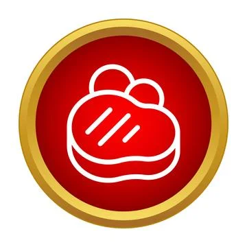 Beef steak icon with grill marks on red circle Ilustración de archivo