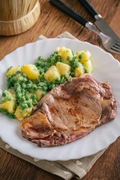 Beef steak with mixed vegetables. High quality photo. Stock Photos