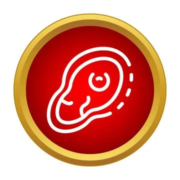 Beef steak outline icon on red round button Ilustración de archivo