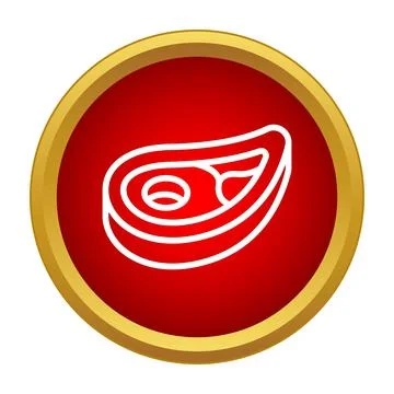 Beef steak outlining icon on red button Ilustración de archivo