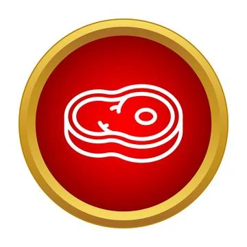 Beef steak outlining icon on red circle Illustration