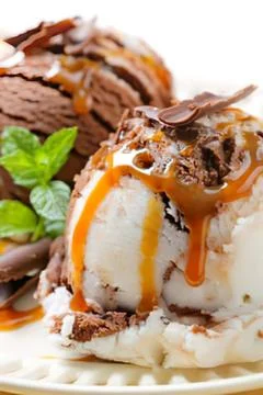 Beef steak over creamy mashed potatoes with gravy Stock Photos