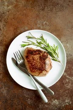Beef steak in a plate Stock Photos