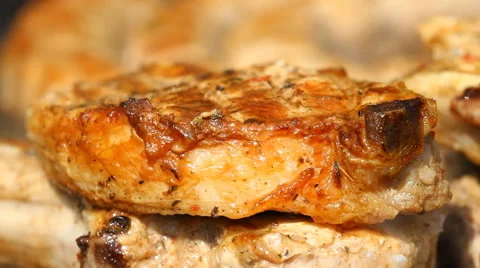 Beef steak prepared on the grill Stock Footage 42383972