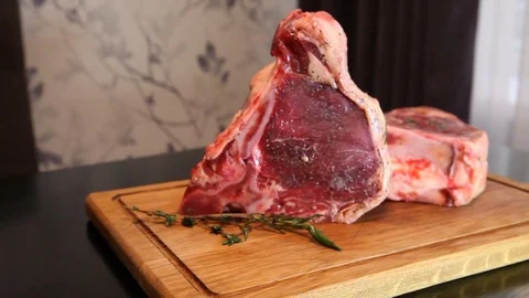 Beef steak. Raw fresh meat Ribeye Steak. Meat for steak. Raw meat. Stock Footage 82416388