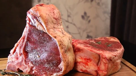 Beef steak. Raw fresh meat Ribeye Steak. Meat for steak. Raw meat. Stock Footage 82416400