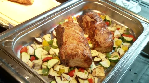 Beef steak in restaurant Stock Footage 52496432