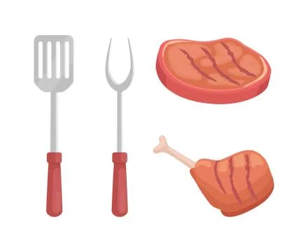 Beef Steak Roasted Meat Icons Vector Illustration Ilustración de archivo
