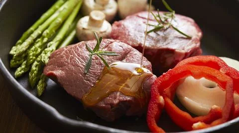 Beef steak with vegetables Stock Photos