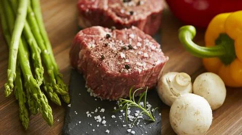 Beef steak with vegetables Stock Photos