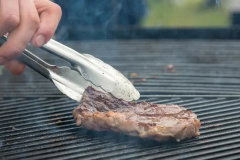 Beef steaks on the grill Foto stock