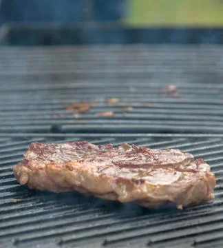 Beef steaks on the grill Stock Photos
