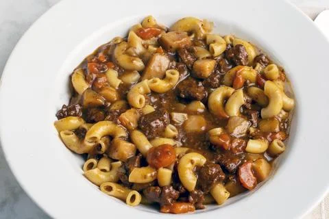 Beef stew  mixed with macaroni Foto stock