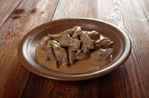Beef stroganoff  closeup Stock Photos