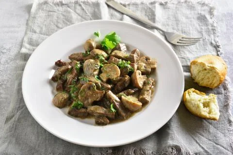 Beef stroganoff with mushrooms Stock Photos