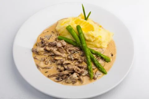 Beef Stroganoff with potatoes Stock Photos