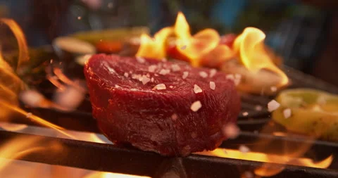 Beef tenderloin steak on grill Stock Footage 311832885