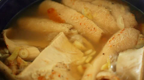 Beef tripe boiling  - close up Stock Footage 35991068