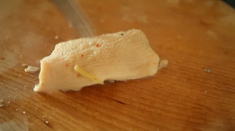 Beef tripes chopped onto chunks - closeup Stock Footage 35869876