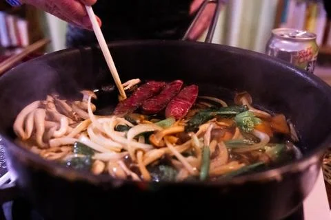 Beef udon noodle served in a store in Kyoto, Japan Foto stock