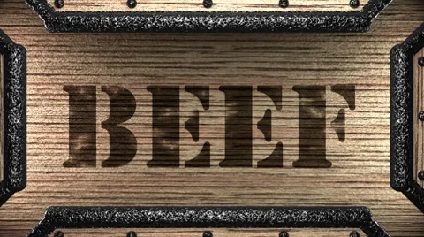 Beef on wooden stamp Stock Footage 8649807