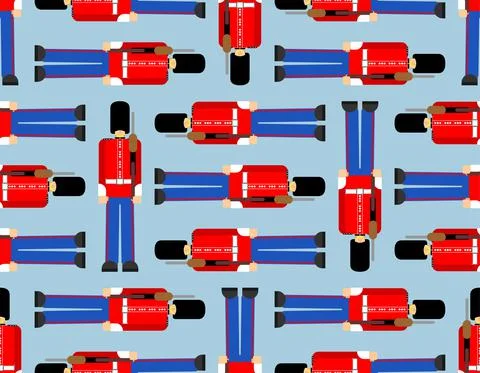 Beefeater British Royal Guardsman pattern seamless. sentry grenadier in bear  Stock Illustration