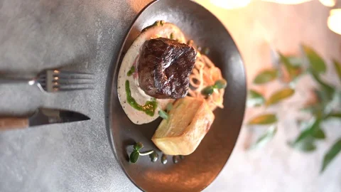 Beefstake with flame Stock Footage 128128122