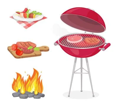 Beefsteak Roasted Meat Set Vector Illustration Ilustración de archivo