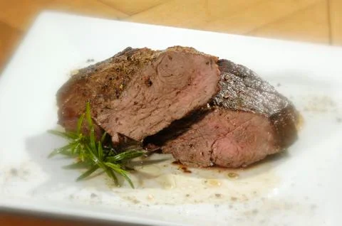 Beefsteak well done Foto stock