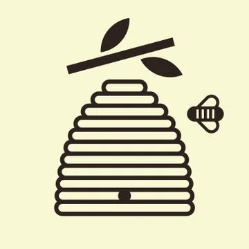 Beehive and bee Stock Illustration