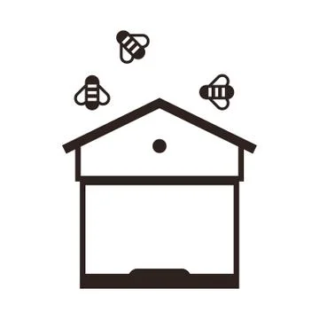 Beehive and bees Stock Illustration