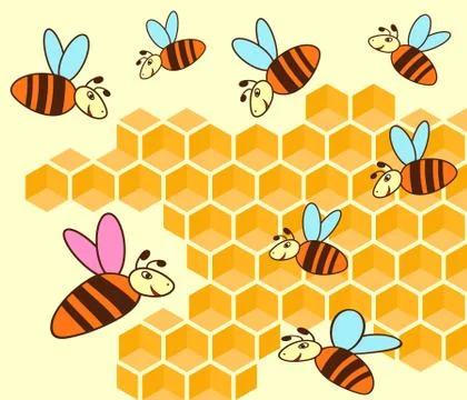 Beehive and honeycomb Stock Illustration
