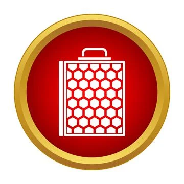 Beehive frame with honeycomb pattern in red circle icon Stock Illustration