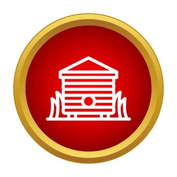 Beehive on grass line icon icon Stock Illustration