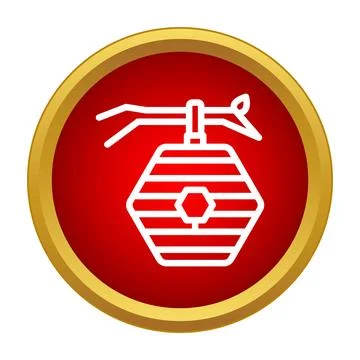 Beehive hanging from tree branch outlining icon Stock Illustration