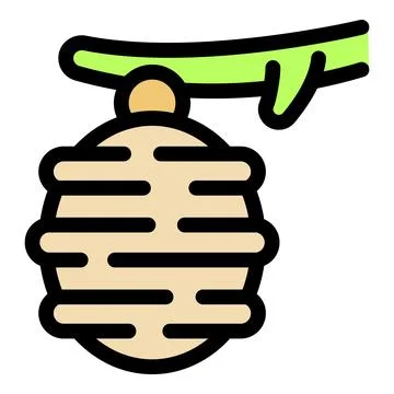 Beehive hanging from a tree branch, producing honey in nature Stock Illustration