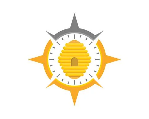Beehive inside the compass direction logo Stock Illustration