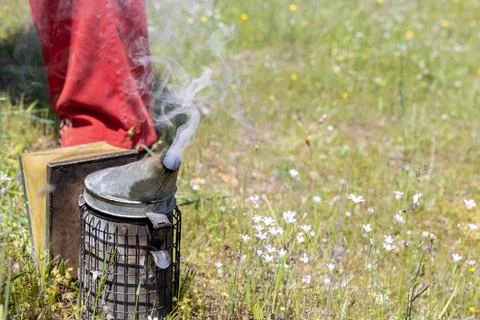A beehive man-made structure to house a honey bee nest in Greek fields Stock Photos