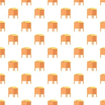 Beehive pattern repeating wooden apiary boxes background イラスト素材