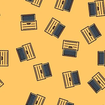 Beehive wooden box frames vector seamless pattern イラスト素材