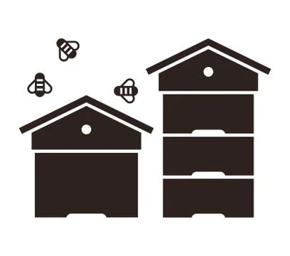 Beehives and bees Stock Illustration