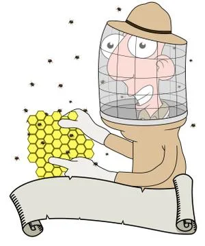 Beekeeper and scroll Stock Illustration