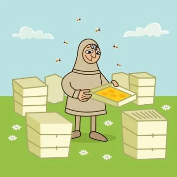 Beekeeper at apiary Stock Illustration