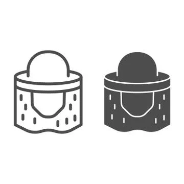 Beekeeper hat line and solid icon, beekeeping concept, beekeeping professional Stock Illustration