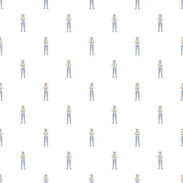 Beekeeper holding honey pattern seamless background design Stock Illustration