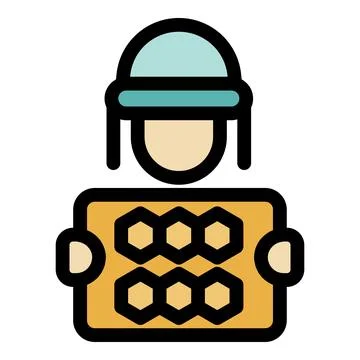 Beekeeper holding honeycomb frame, beekeeping and honey production Stock Illustration